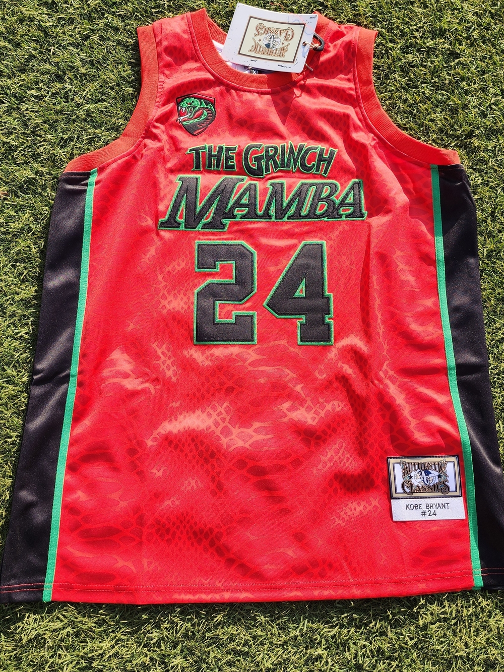 Classic Kobe Bryant #24 Red Jersey with Green Trim